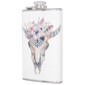 Farbenfrohe Boho-Blume und Skull Flachmann (Links)