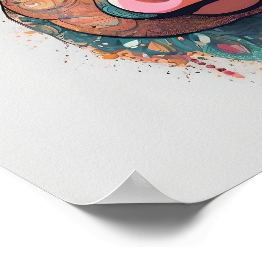 Farbenfrohe Boho Bohemisch Pig Weiße Wand Kunst, K Poster (Ecke)