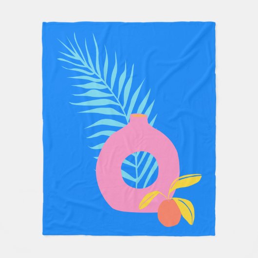 Farbenfrohe Boho-Botanische Fruchtkunst in Helligb Fleecedecke (Vorderseite)