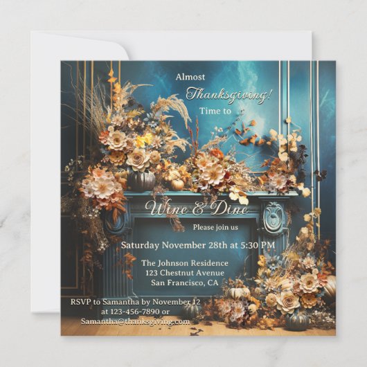 Farbenfrohe Boho Chic Erntedank Dinner Party Einladung (Vorderseite)