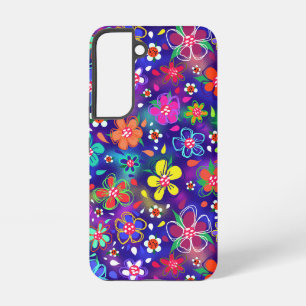 Farbenfrohe Boho-Doodle-Blumen Samsung Galaxy Hülle