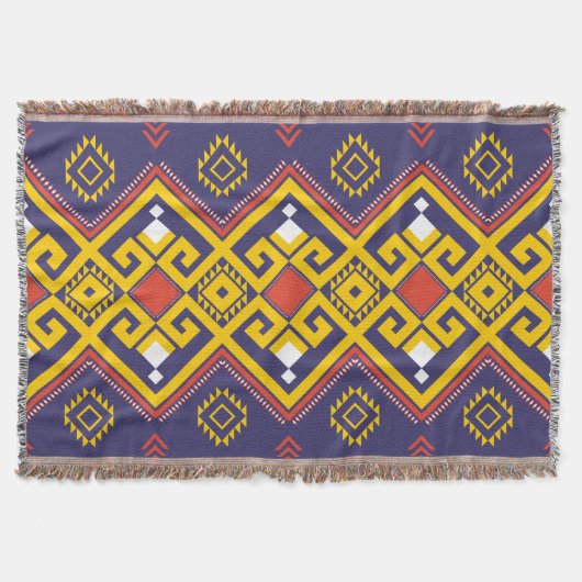 Farbenfrohe Boho Ethnic Tribal Throw Blanket Decke (Vorderseite)