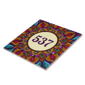 Farbenfrohe Boho Extravagant dekorative Hausnummer Fliese (Seite)