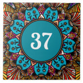 Farbenfrohe Boho Extravagant dekorative Hausnummer Fliese (Vorderseite)