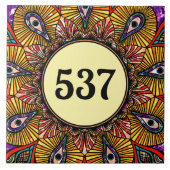 Farbenfrohe Boho Extravagant dekorative Hausnummer Fliese (Vorderseite)