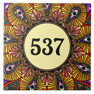 Farbenfrohe Boho Extravagant dekorative Hausnummer Fliese