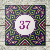 Farbenfrohe Boho Extravagant dekorative Hausnummer Fliese