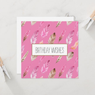Farbenfrohe Boho Feathers Happy Birthday Karte
