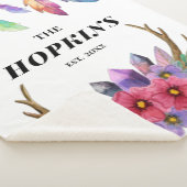 Farbenfrohe Boho Federn und Blume Custom Family Sherpadecke (3/4)