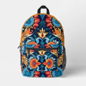 Farbenfrohe Boho Floral Elegante: Vibrant Mandala Bedruckter Rucksack (Vorderseite)