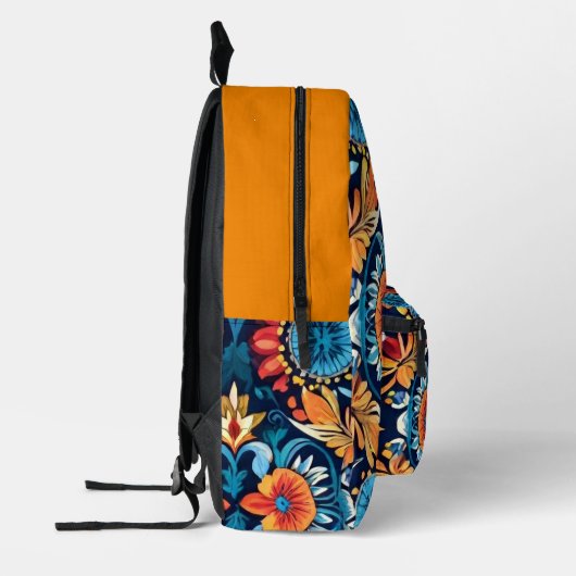 Farbenfrohe Boho Floral Elegante: Vibrant Mandala Bedruckter Rucksack (Links)