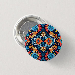 Farbenfrohe Boho Floral Elegante: Vibrant Mandala Button