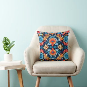 Farbenfrohe Boho Floral Elegante: Vibrant Mandala Kissen