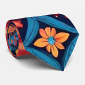 Farbenfrohe Boho Floral Elegante: Vibrant Mandala Krawatte (Gerollt)