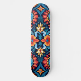 Farbenfrohe Boho Floral Elegante: Vibrant Mandala Skateboard