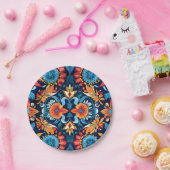 Farbenfrohe Boho Floral Elegante: Vibrierende Papi Pappteller (Party)
