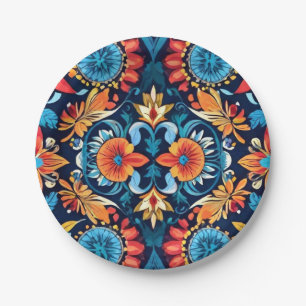 Farbenfrohe Boho Floral Elegante: Vibrierende Papi Pappteller