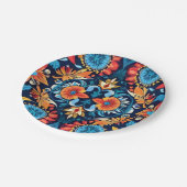 Farbenfrohe Boho Floral Elegante: Vibrierende Papi Pappteller (Schrägansicht)