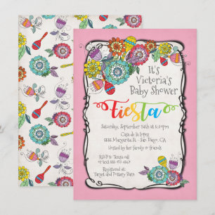 Farbenfrohe Boho Floral Mexican Fiesta Baby Dusche Einladung