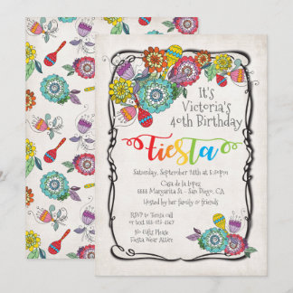 Farbenfrohe Boho floral mexikanische Fiesta Geburt Einladung