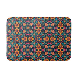 Farbenfrohe Boho floral Muster Elegant Symmetry Badematte