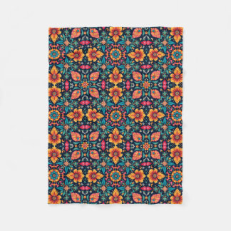 Farbenfrohe Boho floral Muster Elegant Symmetry Fleecedecke