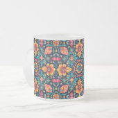 Farbenfrohe Boho floral Muster Elegant Symmetry Mattglastasse (Vorderseite Links)