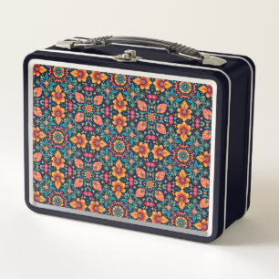 Farbenfrohe Boho floral Muster Elegant Symmetry Metall Brotdose