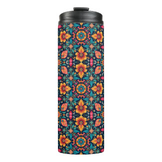 Farbenfrohe Boho floral Muster Elegant Symmetry Thermosbecher