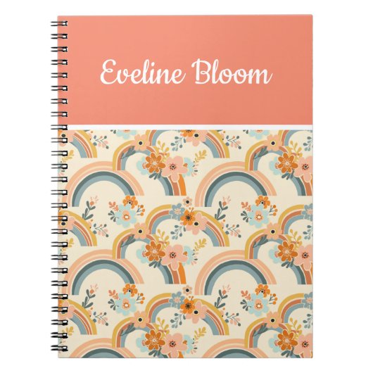 Farbenfrohe Boho Floral und Rainbows Notizblock (Vorderseite)
