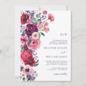farbenfrohe Boho Floral Wedding Einladung (Vorderseite)