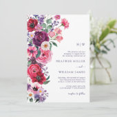 farbenfrohe Boho Floral Wedding Einladung (Stehend Vorderseite)