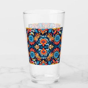 Farbenfrohe Boho-Floraleleganz: Vibrantes Mandala Glas
