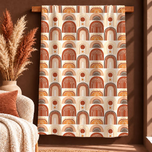 Farbenfrohe Boho-Formen Braune Rost-Wurf-Geschenk Fleecedecke