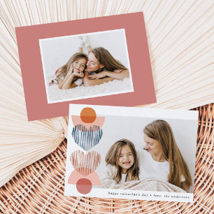Farbenfrohe Boho Hearts Foto Valentinstag Feiertagskarte