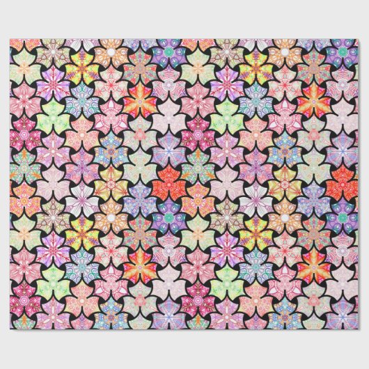 Farbenfrohe Boho Mandala Musterpapier Geschenkpapier (Flach)