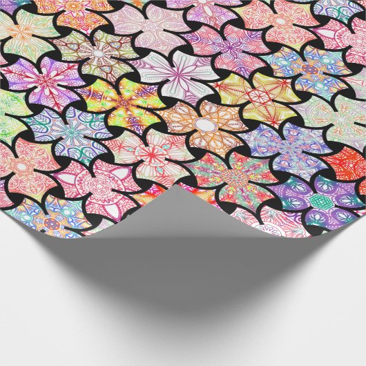 Farbenfrohe Boho Mandala Musterpapier Geschenkpapier (Ecke)
