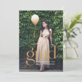 Farbenfrohe Boho Muster Foto Abschluss Einladung (Stehend Vorderseite)