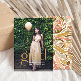 Farbenfrohe Boho Muster Foto Abschluss Einladung