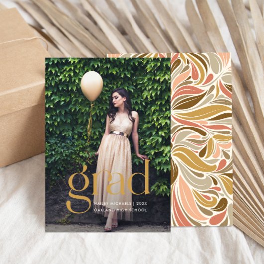 Farbenfrohe Boho Muster Foto Abschluss Einladung