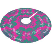 Farbenfrohe Boho Muster Pink Grün Trendsetter Weih Polyester Weihnachtsbaumdecke (Schrägansicht)