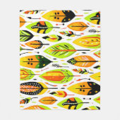 Farbenfrohe Boho Nahtloses Leaf-Muster Fleecedecke (Vorderseite)