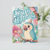 Farbenfrohe Boho Parrot Digital Geburtstag Karte (Stehend Vorderseite)