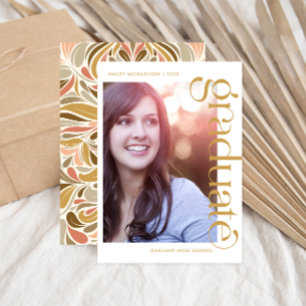 Farbenfrohe Boho Print Abschluss Foto Einladung