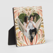Farbenfrohe Boho Print Herz-Foto mit Jahr Fotoplatte (Vorderseite)