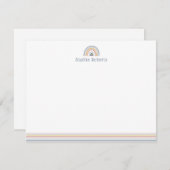 Farbenfrohe Boho Rainbow Line Kids Stationierung Mitteilungskarte (Vorne/Hinten)