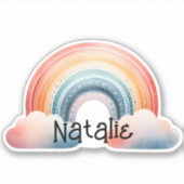 Farbenfrohe Boho Rainbow Monogram Aufkleber (Vorderseite)