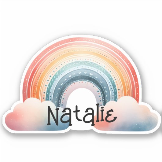 Farbenfrohe Boho Rainbow Monogram Aufkleber (Vorderseite)