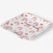 Farbenfrohe Boho Rainbow-Muster Geburtsname Pappteller (Gewinkelt)