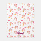 Farbenfrohe Boho Rainbow-Muster Name Personalisier Fleecedecke (Vorderseite)